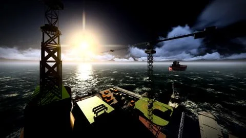 Oil rig  platform Stock Illustration