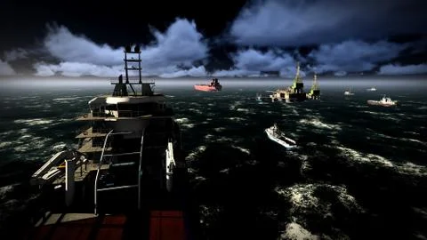 Oil rig  platform Stock Illustration