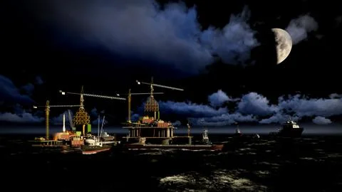 Oil rig  platform Stock Illustration