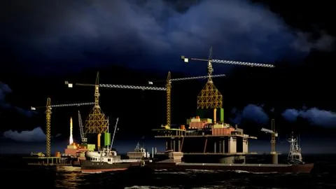 Oil rig  platform Stock Illustration