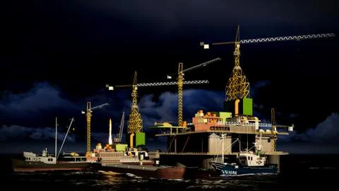 Oil rig  platform Stock Illustration