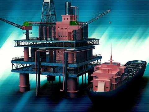 Oil rig  platform Stock Illustration
