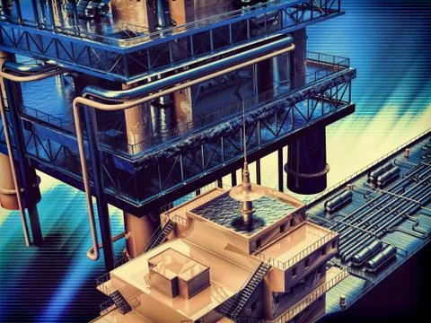 Oil rig  platform Stock Illustration