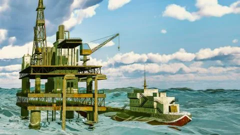 Oil rig  platform Stock Illustration