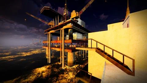 Oil rig  platform Stock Illustration