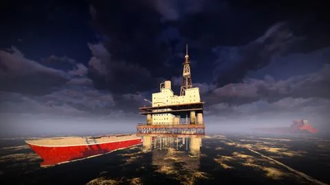 Oil rig  platform Stock Illustration