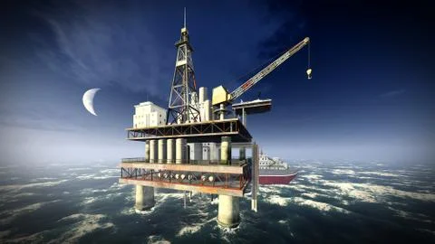 Oil rig  platform Stock Illustration