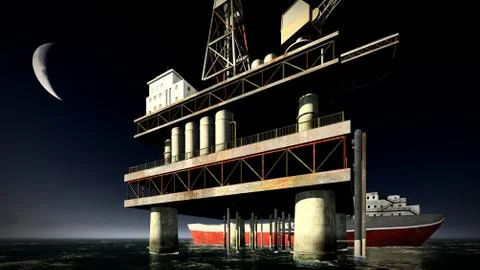 Oil rig  platform Stock Illustration