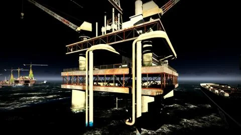 Oil rig  platform 库存插图