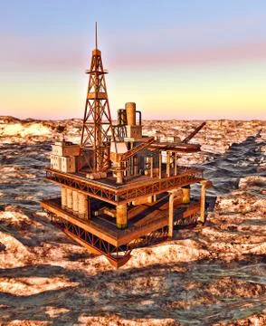 Oil rig  platform 库存插图