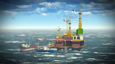 Oil rig  platform Stock Illustration