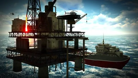 Oil rig  platform Stock Illustration