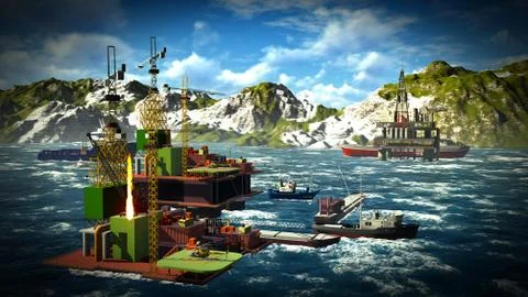 Oil rig  platform Stock Illustration