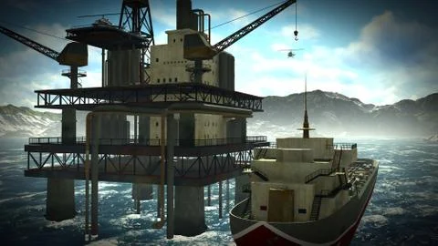 Oil rig  platform Stock Illustration