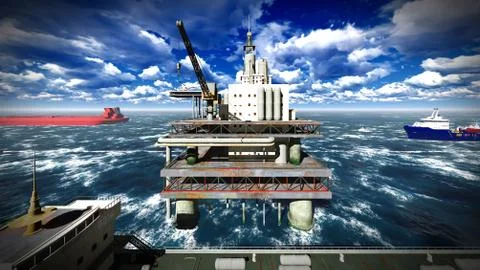Oil rig  platform Stock Illustration