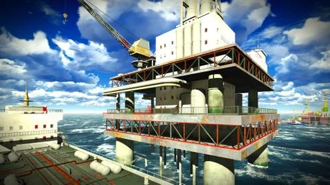 Oil rig  platform Stock Illustration
