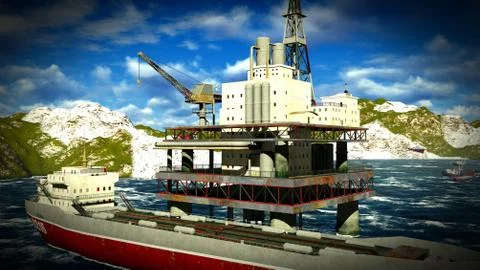 Oil rig  platform Stock Illustration