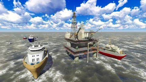 Oil rig  platform Stock Illustration