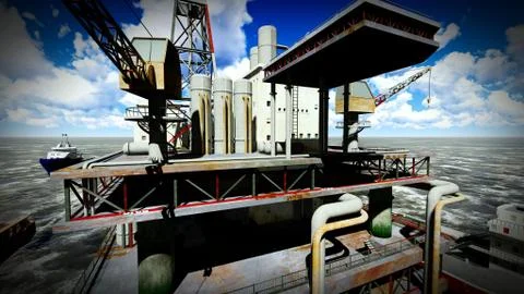 Oil rig  platform Stock Illustration