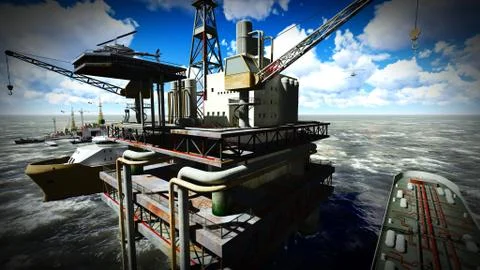 Oil rig  platform 库存插图
