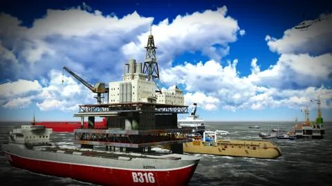 Oil rig  platform Stock Illustration