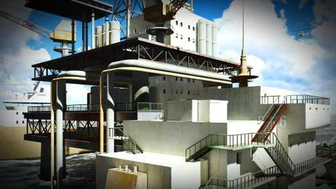 Oil rig  platform 库存插图