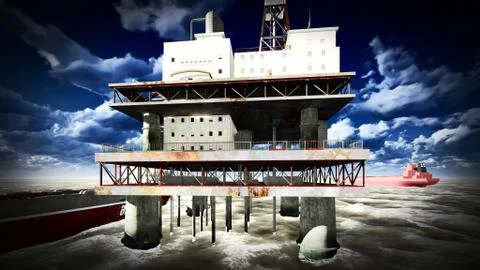 Oil rig  platform Stock Illustration