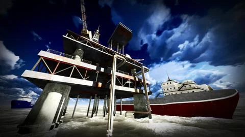 Oil rig  platform Stock Illustration