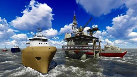 Oil rig  platform Stock Illustration