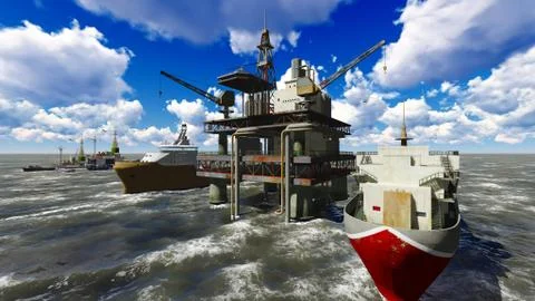 Oil rig  platform Stock Illustration