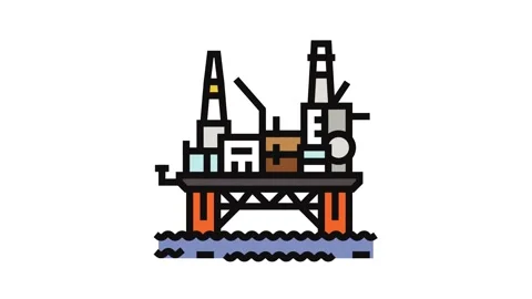 Oil rig platform petroleum engineer color icon animation 動画素材 326096910