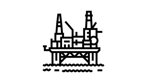 Oil rig platform petroleum engineer line icon animation 動画素材 326133718