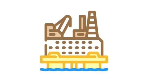 Oil rig platform petroleum engineer color icon animation 動画素材 327269004