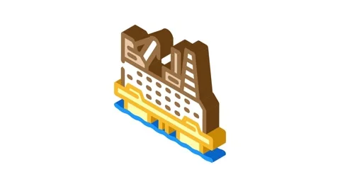 Oil rig platform petroleum engineer isometric icon animation 動画素材 327291843