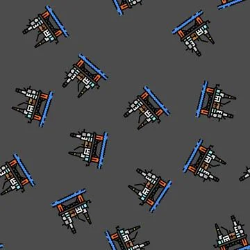 Oil rig platform petroleum engineer vector seamless pattern Stock Illustration