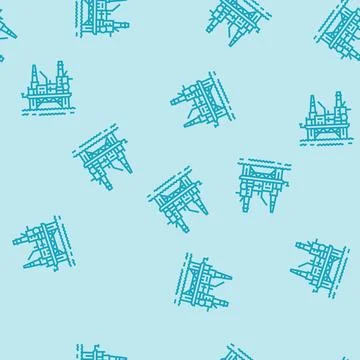 Oil rig platform petroleum engineer line seamless pattern Stockillustratie