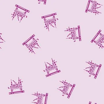 Oil rig platform petroleum engineer glyph seamless pattern イラスト素材