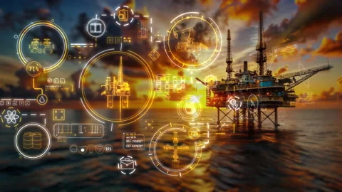 Oil rig platform using automation system... | Stock Video | Pond5