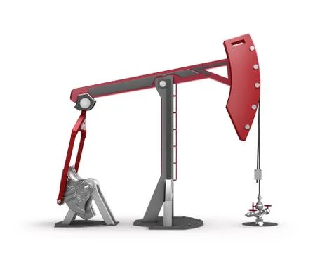 Oil Rig : Pump jack isolated on white Illustrazione stock