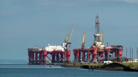 Oil rig repairs River Lagan Belfast Stock Footage 60633558