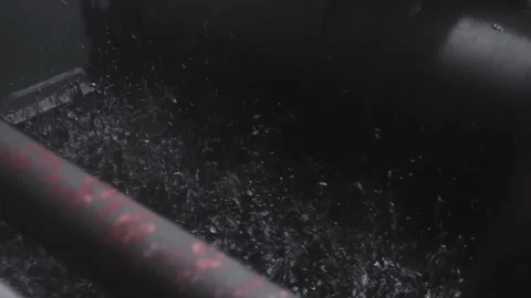 Oil rig shale shaker separating cuttings from drilling mud in slow motion Stock Footage 207557680