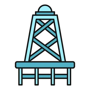 Oil rig tower offshore platform drilling icon vector Stock Illustration