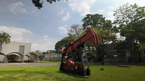 Oil Rig in UCV's Engineering School Campus, Sunny Day Stock Footage 317734545
