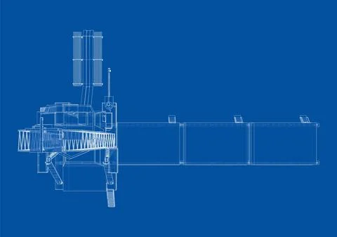 Oil rig. Vector rendering of 3d. Wire-frame style Stock Illustration