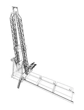 Oil rig. Vector rendering of 3d. Wire-frame style Stock-Illustration