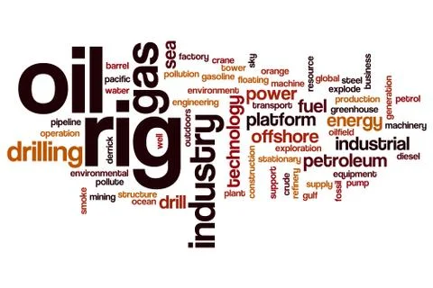 Oil rig word cloud Illustrazione stock
