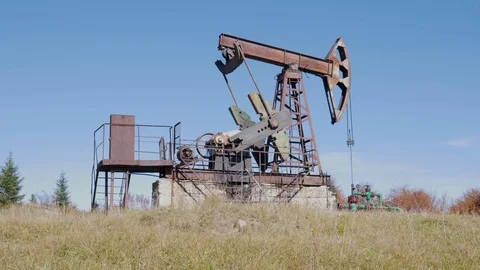 Oil rig working noon Stock Footage 97188042