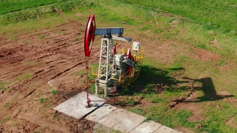 The oil rig is working. Oil, mining, industry. Stock Footage 154336513