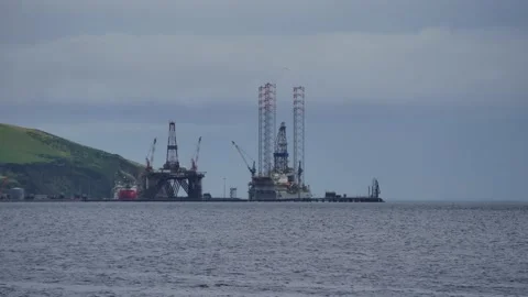 Oil Rigs and Platforms in the Cromarty Firth Scotland UK Stock Footage 169359548