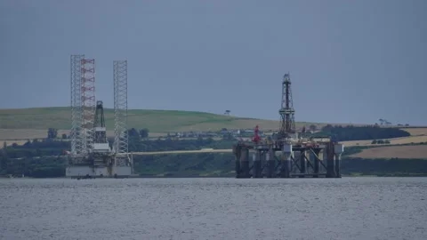 Oil Rigs and Platforms in the Cromarty Firth Scotland UK Stock Footage 169359550